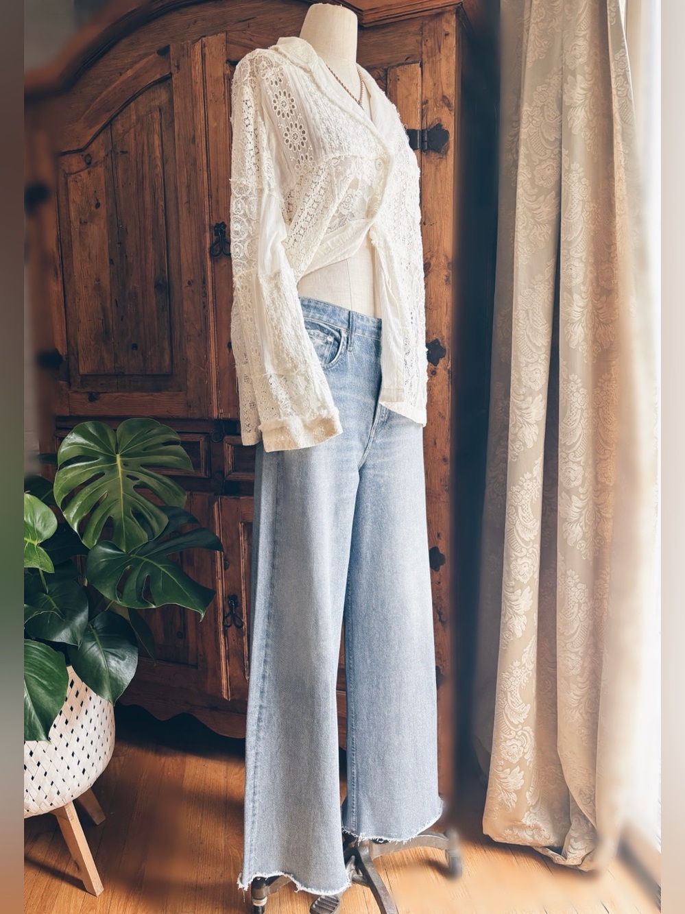 NWT Rag & Bone Miramar Terry Sofie Wide Pant (Size 27) Purposeful Raw Hem - Picture 2 of 16